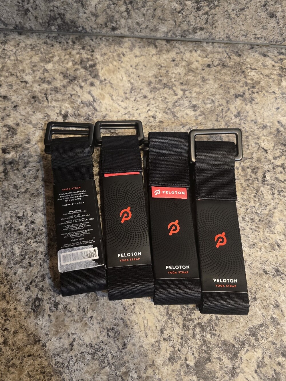 New 4 Count PELOTON Adjustable Yoga Straps Black Nylon Polyester Zinc Alloy 10'